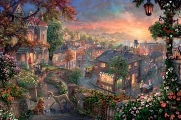 lady writing letter maid Painting - Lady and the Tramp Thomas Kinkade